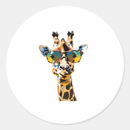 サングラスでキリンを作った動物サングラス ラウンドシール (正面)