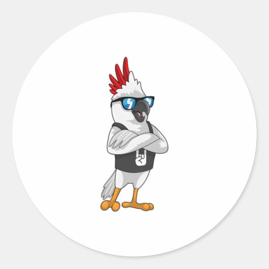 サングラスでミュージシャンとしてオウム ラウンドシール (正面)