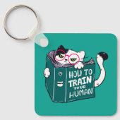 サングラスで人間おもしろい猫を育てる方法 キーホルダー (正面)
