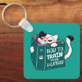 サングラスで人間おもしろい猫を育てる方法 キーホルダー (正面)