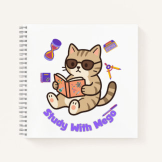サングラスで勉強するキュートな猫が面白い  ノートブック