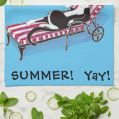 サングラスで夏のかわいいパーソナライズされた猫 キッチンタオル (折り畳み)