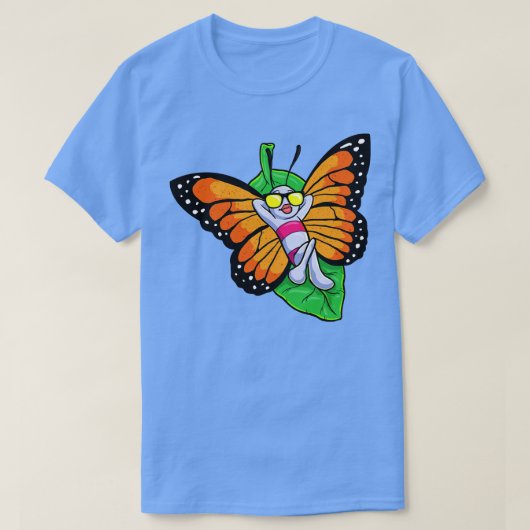サングラスで日光浴をする蝶 Tシャツ (デザイン正面)