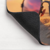 サングラスで海の夕焼けの反射 マウスパッド (コーナー)