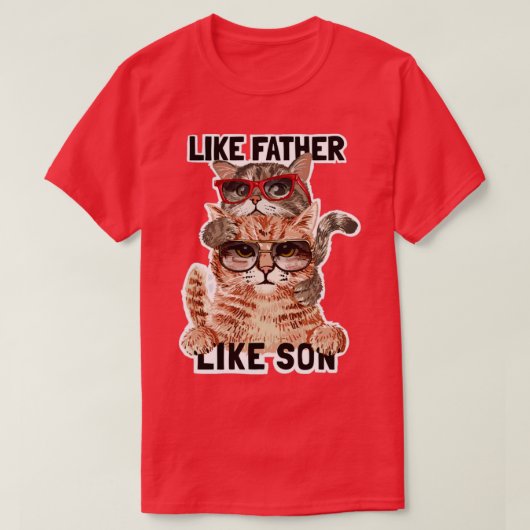 サングラスで猫を飼っている親子のスローガン Tシャツ (デザイン正面)