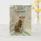 サングラスで猫ボンボヤージュセーフトラベル カード (黄色い花)