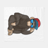 サングラスで猿 フリースブランケット (正面(横))