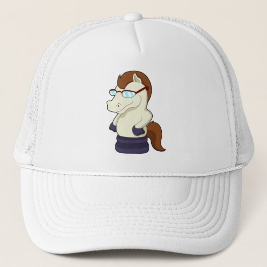 サングラスで馬としてチェスの駒の騎士 キャップ (正面)