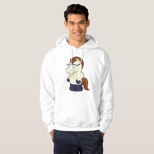 サングラスで馬としてチェスの駒の騎士 パーカ (正面フル)