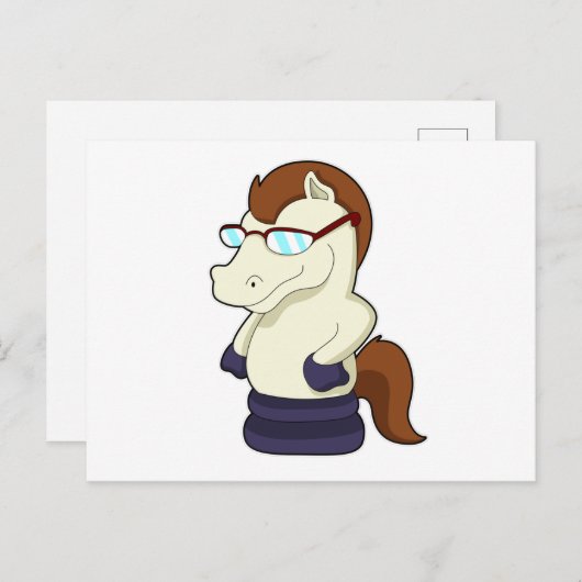 サングラスで馬としてチェスの駒の騎士 ポストカード (正面/裏面)