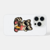 サングラスとアイスの可愛いアライグマ iPhoneケース (裏面横)