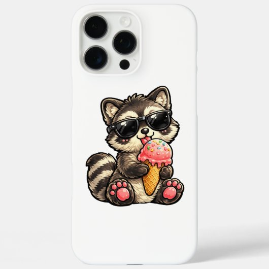 サングラスとアイスクリームのアライグマ Case-Mate iPhoneケース (裏面)
