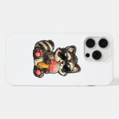 サングラスとアイスクリームのアライグマ iPhoneケース (裏面横)
