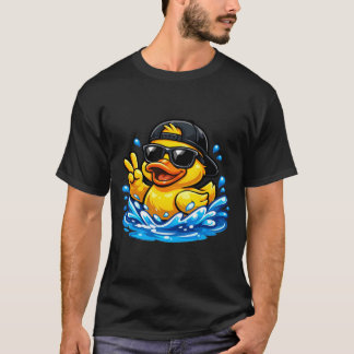 サングラスとキャップのサーフダック Tシャツ