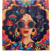 サングラスとグラス シャワーカーテン (正面)