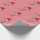 サングラスとサンタハットピンクを身に着けたおもしろいキリン ラッピングペーパー (角)