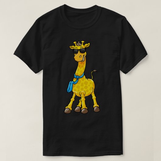 サングラスとスカーフ付きキリン Tシャツ (デザイン正面)