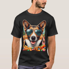 サングラスとスナックのコーギー Tシャツ