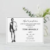 サングラスとスーツのエレガントな誕生日を迎えた男性 招待状 (スタンド正面)