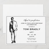 サングラスとスーツのエレガントな誕生日を迎えた男性 招待状 (正面/裏面)