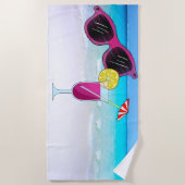 サングラスとドリンクビーチタオル ビーチタオル (正面)