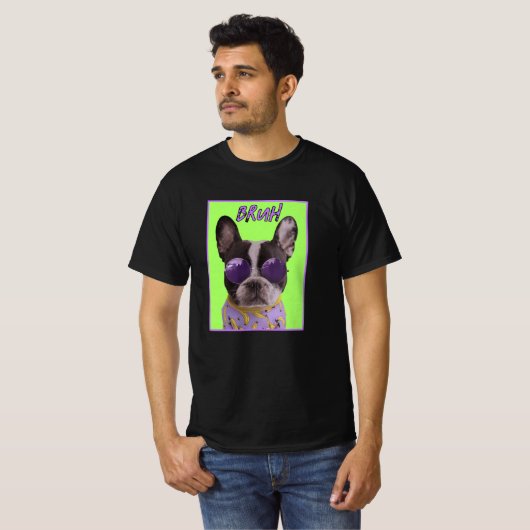サングラスとバナナバンダナの犬Tシャツ Tシャツ (正面フル)