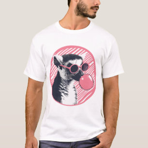 サングラスとバブルガムを持つキツネザル Tシャツ