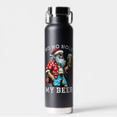 サングラスとビールを楽しむサンタのクリスマス ウォーターボトル (正面)