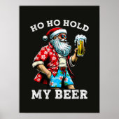 サングラスとビールを楽しむサンタのクリスマス ポスター (正面)