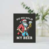 サングラスとビールを楽しむサンタのクリスマス ポストカード (スタンド正面)