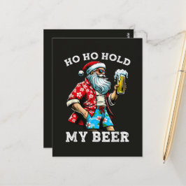 サングラスとビールを楽しむサンタのクリスマス ポストカード