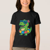 サングラスとフラティが楽しめる可愛い夏のディノ トライブレンドTシャツ (正面)