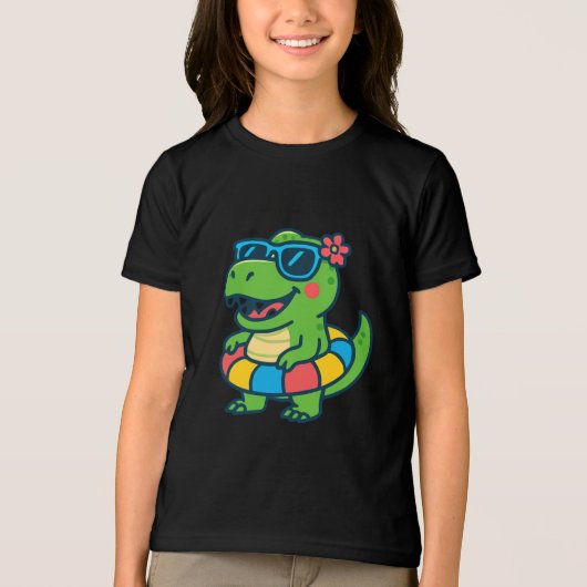 サングラスとフラティが楽しめる可愛い夏のディノ トライブレンドTシャツ (正面)