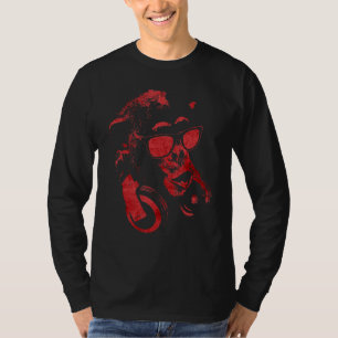 サングラスとヘッドフォンを備えたモンキーチンポ5 Tシャツ