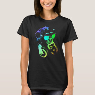 サングラスとヘッドフォンを備えたモンキーチンポ Tシャツ