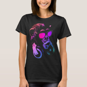 サングラスとヘッドフォンを備えたモンキーチンポ Tシャツ