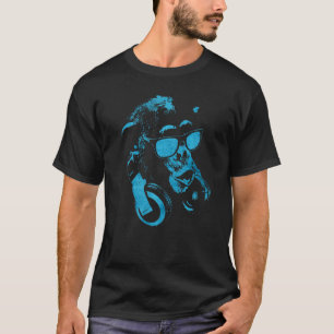 サングラスとヘッドフォンを備えたモンキーチンポ Tシャツ