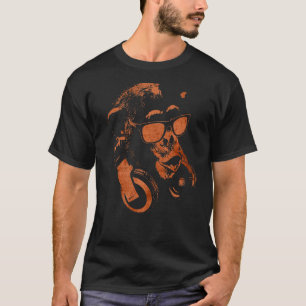 サングラスとヘッドフォンを備えたモンキーチンポ Tシャツ