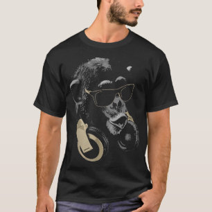 サングラスとヘッドフォンを持つモンキーチンパンジー Tシャツ
