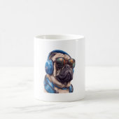 サングラスとヘッドフォンを着ている羽生犬 コーヒーマグカップ (中央)