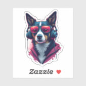 サングラスとヘッドフォンを着ている羽生犬 シール (シート)