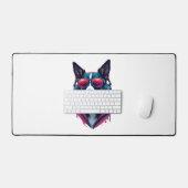 サングラスとヘッドフォンを着ている羽生犬 デスクマット (キーボード&マウス)