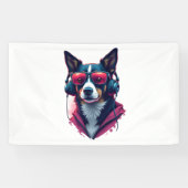 サングラスとヘッドフォンを着ている羽生犬 横断幕 (横)