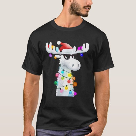 サングラスとホリデーなクリスマスモース Tシャツ (正面)