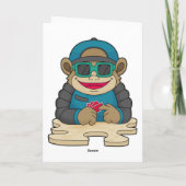 サングラスとポーカーカードでポーカーをするサル カード (裏面)