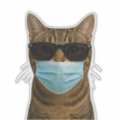 サングラスとマスクのクールな猫 シール (正面)