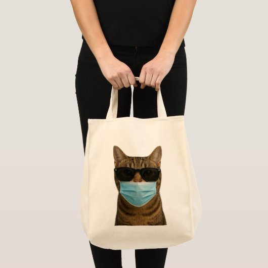 サングラスとマスクのクールな猫 トートバッグ (正面(商品))