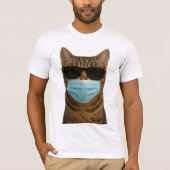 サングラスとマスクのクールな猫 Tシャツ (正面)