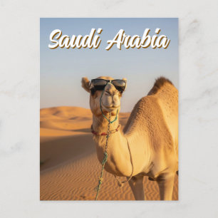 サングラスとラクダサウジアラビア旅行 ポストカード