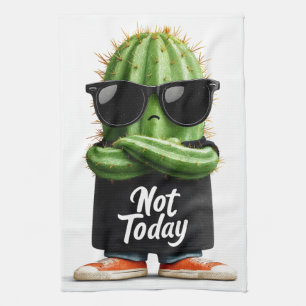 サングラスと姿勢の「Not Today」サボテン キッチンタオル